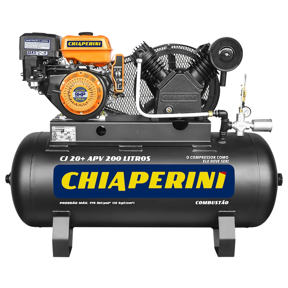 Compressor de ar alta pressão a combustão 20 pcm 200 litros – Chiaperini CJ 20+ APV 200L 9HP Gasolina